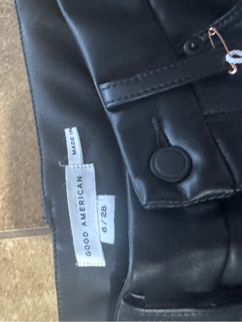 Good American "Good Icon" Faux Leather Pants in Black Size 28 - Picture 8 of 11